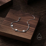 Double Layer Three Hearts Charm Bracelet