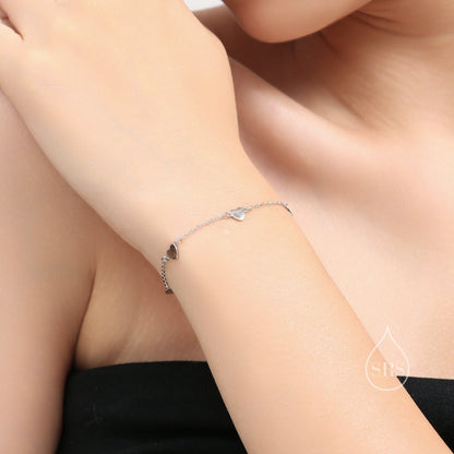 Dainty Heart Bracelet in Sterling Silver, Silver or Gold, Small Heart Bracelet, Silver Heart Bracelet, Tiny and Delicate