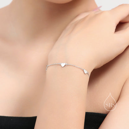 Dainty Heart Bracelet in Sterling Silver, Silver or Gold, Small Heart Bracelet, Silver Heart Bracelet, Tiny and Delicate