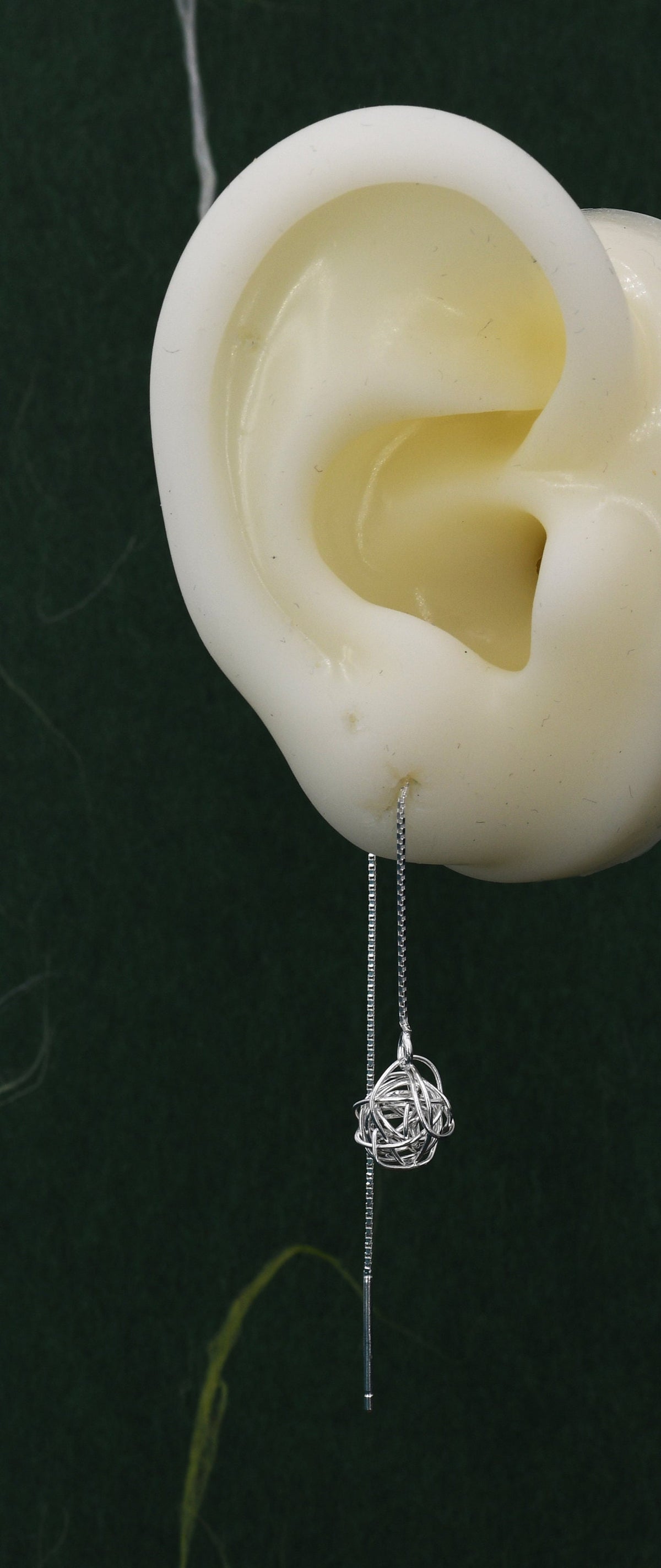 Sterling Silver Yarn ball Tumbleweed Wire Ball Threaders Earrings - Hand Woven from Sterling Silver Wire, Minimalist Ear Threaders