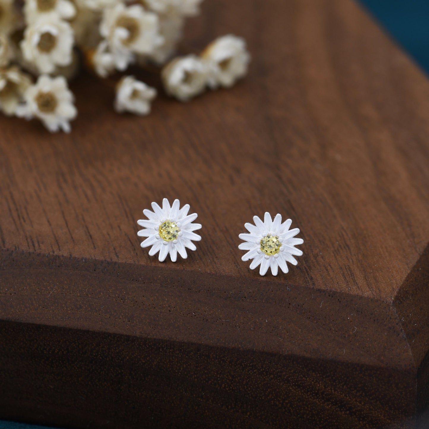 Delicate Daisy Flower Blossom Stud Earrings in Sterling SIlver, Dainty and Delicate, Cute and Quirky Jewellery