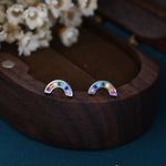 Sterling Silver CZ Crystal Rainbow Stud Earrings, Gold and Silver, Cute and Quirky Jewellery