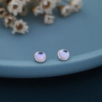 Sterling Silver Moonstone Stud Earrings, Gold or Silver, 4mm Simulated Moonstone Crystal Earrings, Minimalist