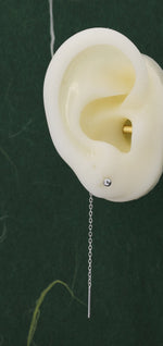 Sterling Silver 6cm Minimalist Ball Ear Threader, Silver or Gold or Rose Gold, Minimal Box Chain Threader earrings