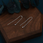 Sterling Silver 8cm Minimalist Ball Ear Threader, Various Length, Silver or Gold or Rose Gold, Minimal Cross Chain Threader earrings