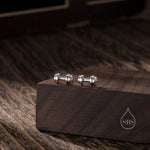Sterling Silver Weight Lifting Dumbell Stud Earrings, Silver, Gold or Rose Gold, Fun Earrings, Exercise Lover Earrings