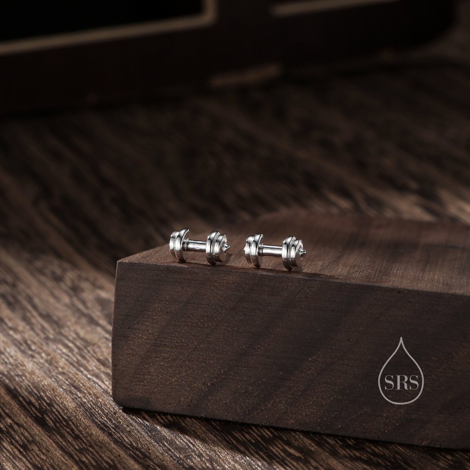 Sterling Silver Weight Lifting Dumbell Stud Earrings, Silver, Gold or Rose Gold, Fun Earrings, Exercise Lover Earrings