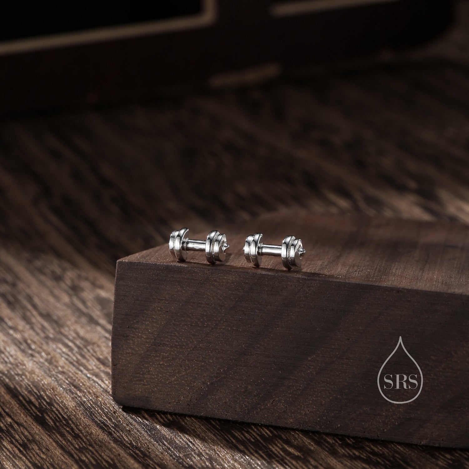 Sterling Silver Weight Lifting Dumbell Stud Earrings, Silver, Gold or Rose Gold, Fun Earrings, Exercise Lover Earrings