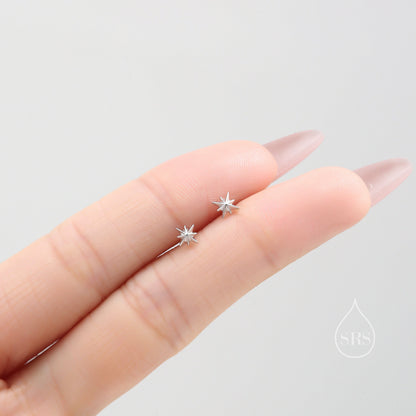 Tiny Starburst Stud Earrings in Sterling Silver, Silver or Gold or Rose Gold, Star Earrings, Sunburst Earrings, Celestial Jewellery