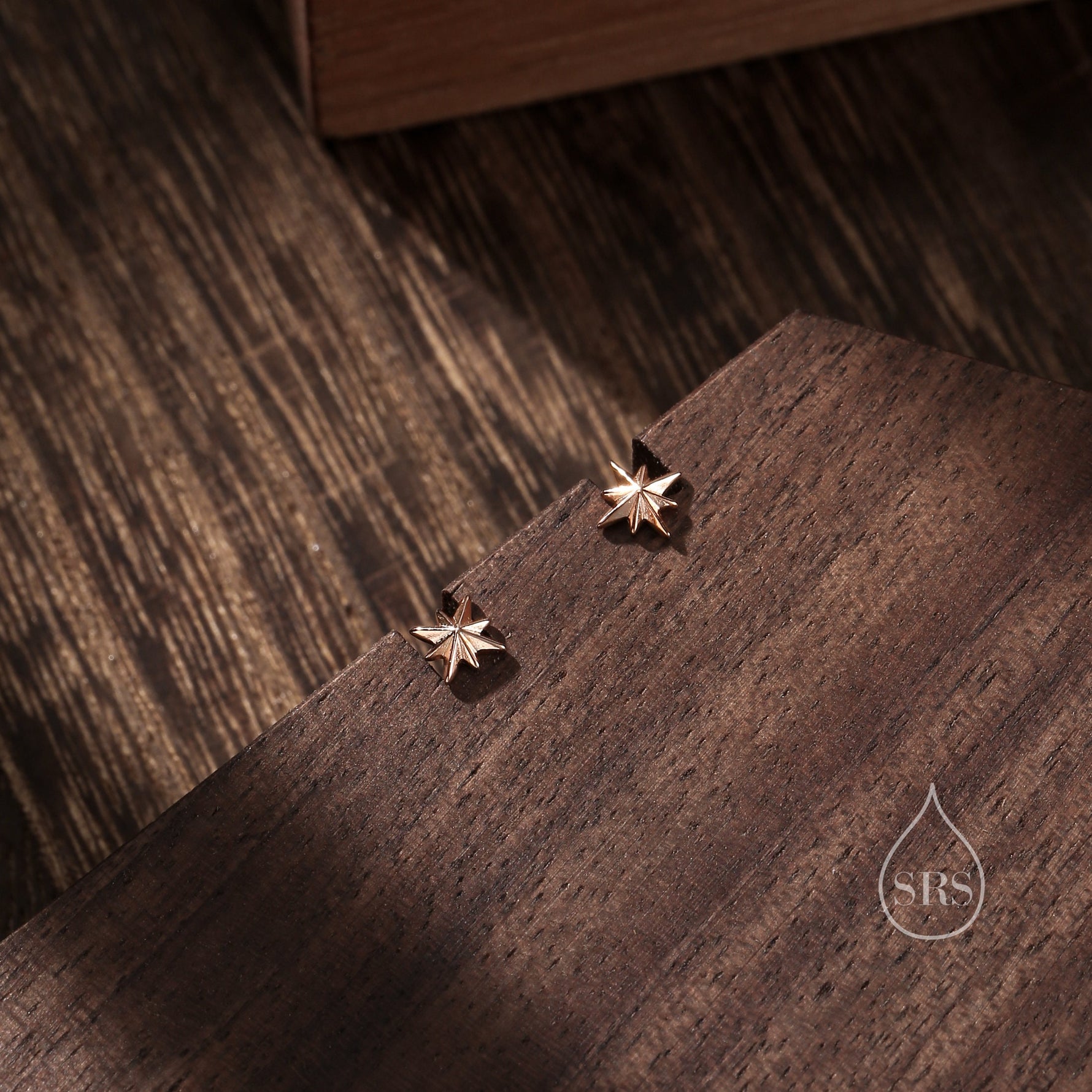 Tiny Starburst Stud Earrings in Sterling Silver, Silver or Gold or Rose Gold, Star Earrings, Sunburst Earrings, Celestial Jewellery