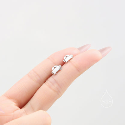 Little Crab Stud Earrings in Sterling Silver, Cute Fun Quirky Animal Jewellery, Jewelry Gift for Her, Animal Lover, Nature Inspired