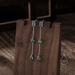 Emerald Green CZ Mismatched Marquise Dangle Drop Stud Earrings in Sterling Silver, Silver or Gold, Pear Cut and Baguette Drop Earrings