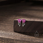 Bleeding Heart Stud Earrings in Sterling Silver with Pink or Red CZ, Silver or Gold, Beating Heart Earrings, Heart Earrings, Gothic and Punk