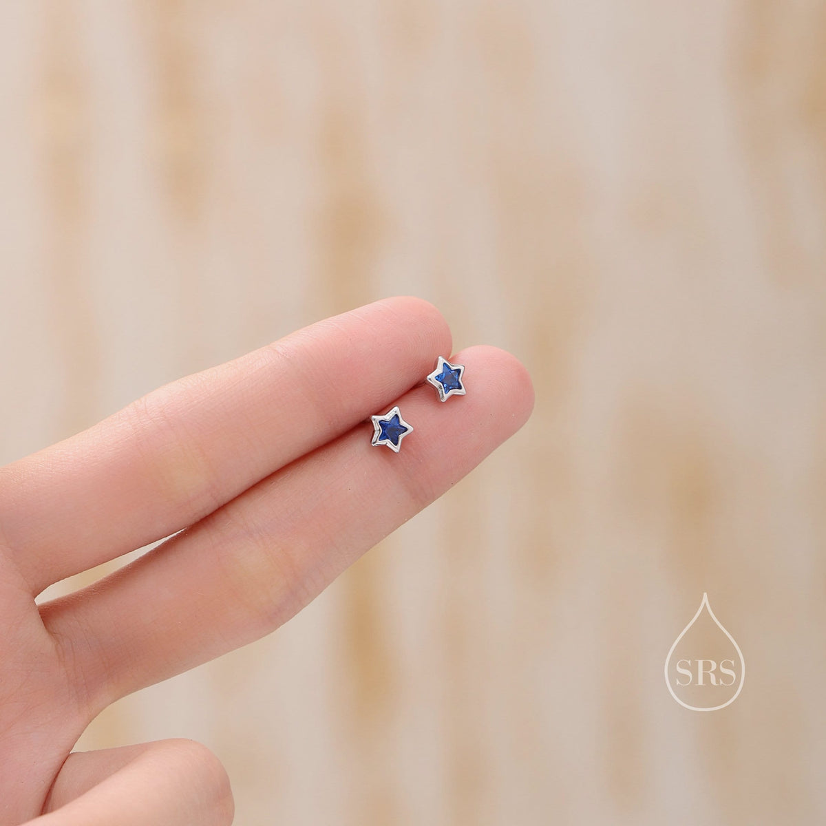 Very Small CZ Star Stud Earrings in Sterling Silver, Silver or Gold, Sparkly Crystal Star Earrings, Stacking Earrings