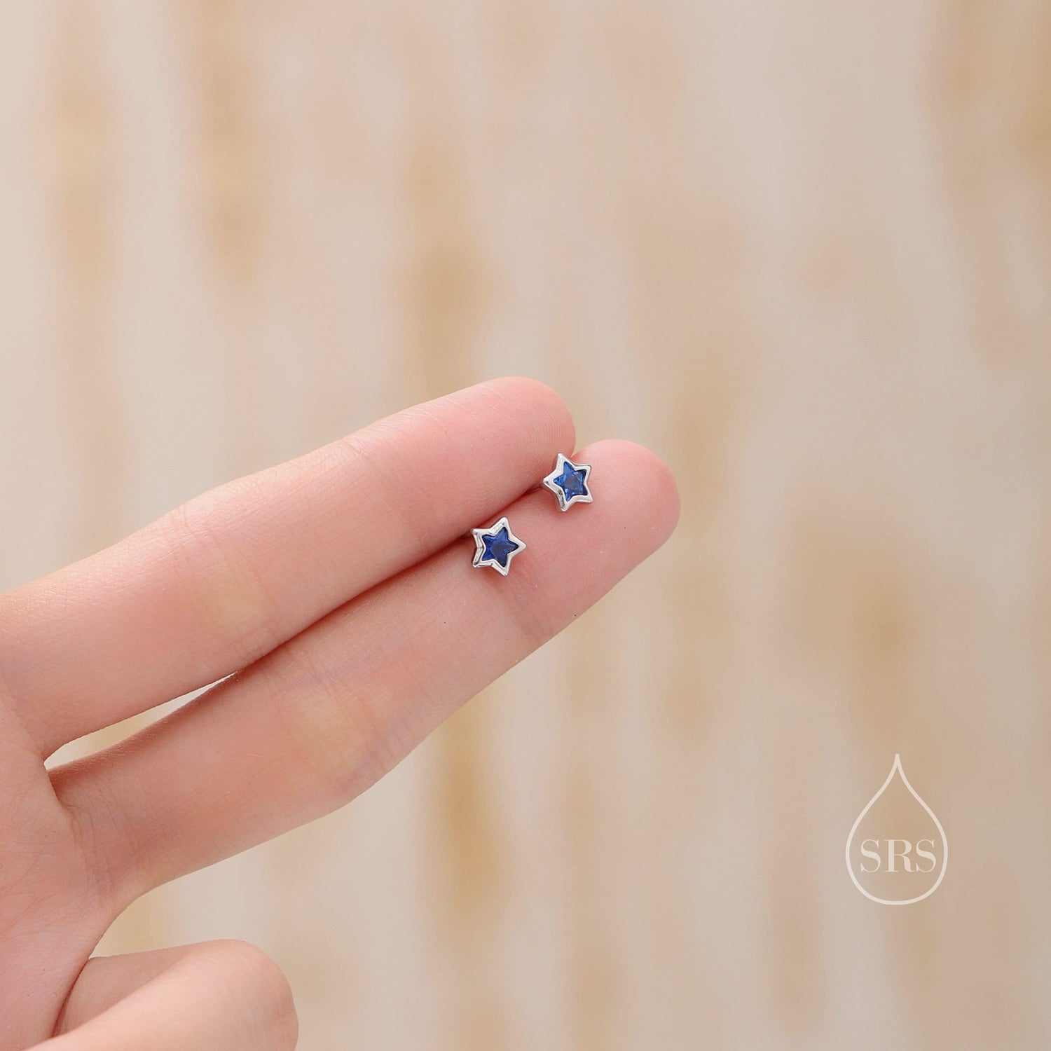 Very Small CZ Star Stud Earrings in Sterling Silver, Silver or Gold, Sparkly Crystal Star Earrings, Stacking Earrings