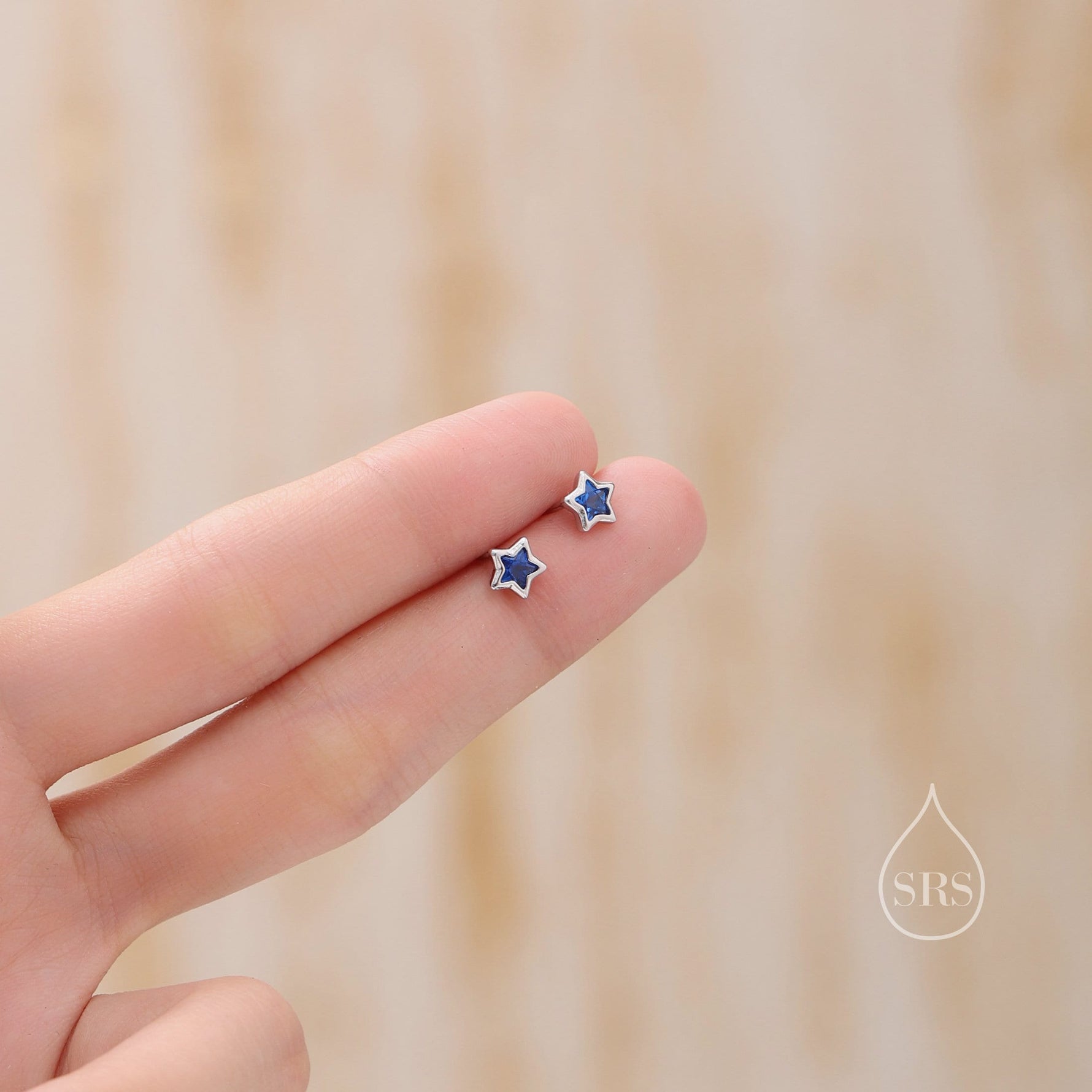 Very Small CZ Star Stud Earrings in Sterling Silver, Silver or Gold, Sparkly Crystal Star Earrings, Stacking Earrings