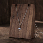 Tiny North Star Pendant Necklace in Sterling Silver with Blue Opal, Silver or Gold or Rose Gold, Starburst Necklace, Tiny Opal Star Necklace
