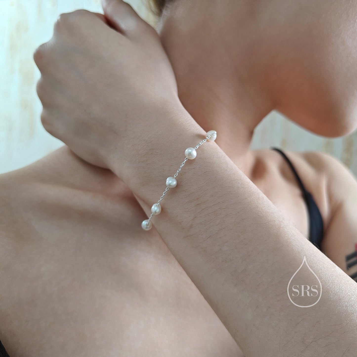 Sterling Silver Freshwater Pearl Bracelet, Silver or Gold, Genuine Fresh Water Pearls, Natural Pearl Bracelet