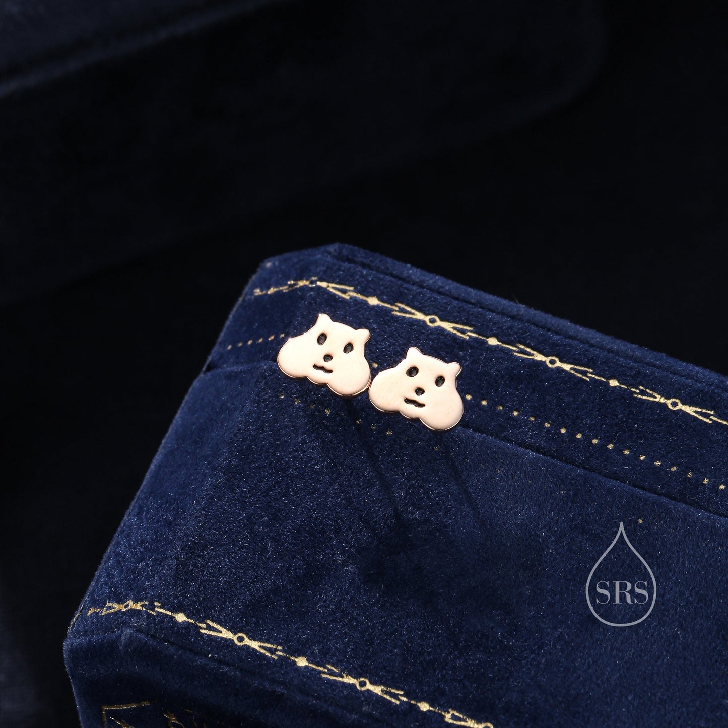 Kawaii Hamster Stud Earrings in Sterling Silver, Silver or Gold or Rose Gold, Cute Hamster Earrings, Smiling Hamster Face Earrings