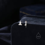 Mismatched Yoga Pose Stud Earrings in Sterling Silver, in Silver or Gold or Rose Gold, Asymmetric Yoga Earrings, Silver Meditation Earring