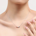 Rainbow CZ Curved Bar Necklace