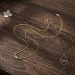 Rainbow CZ Curved Bar Necklace