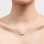 Rainbow CZ Curved Bar Necklace
