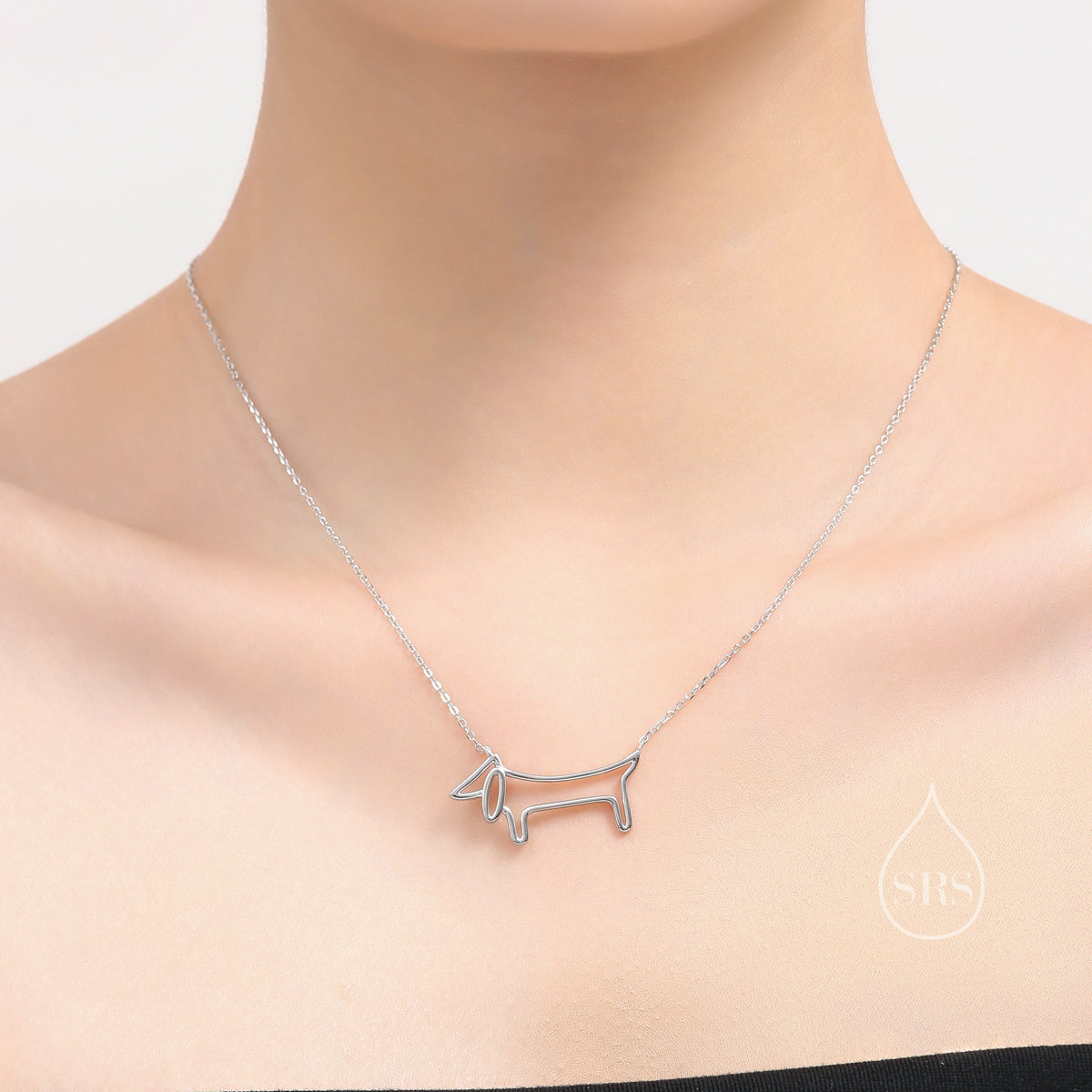 Dachshund Dog Necklace in Sterling Silver, in Silver or Gold, Dachshund gift, Wearable Art, Weiner dog Necklace, Sausage Dog Necklace