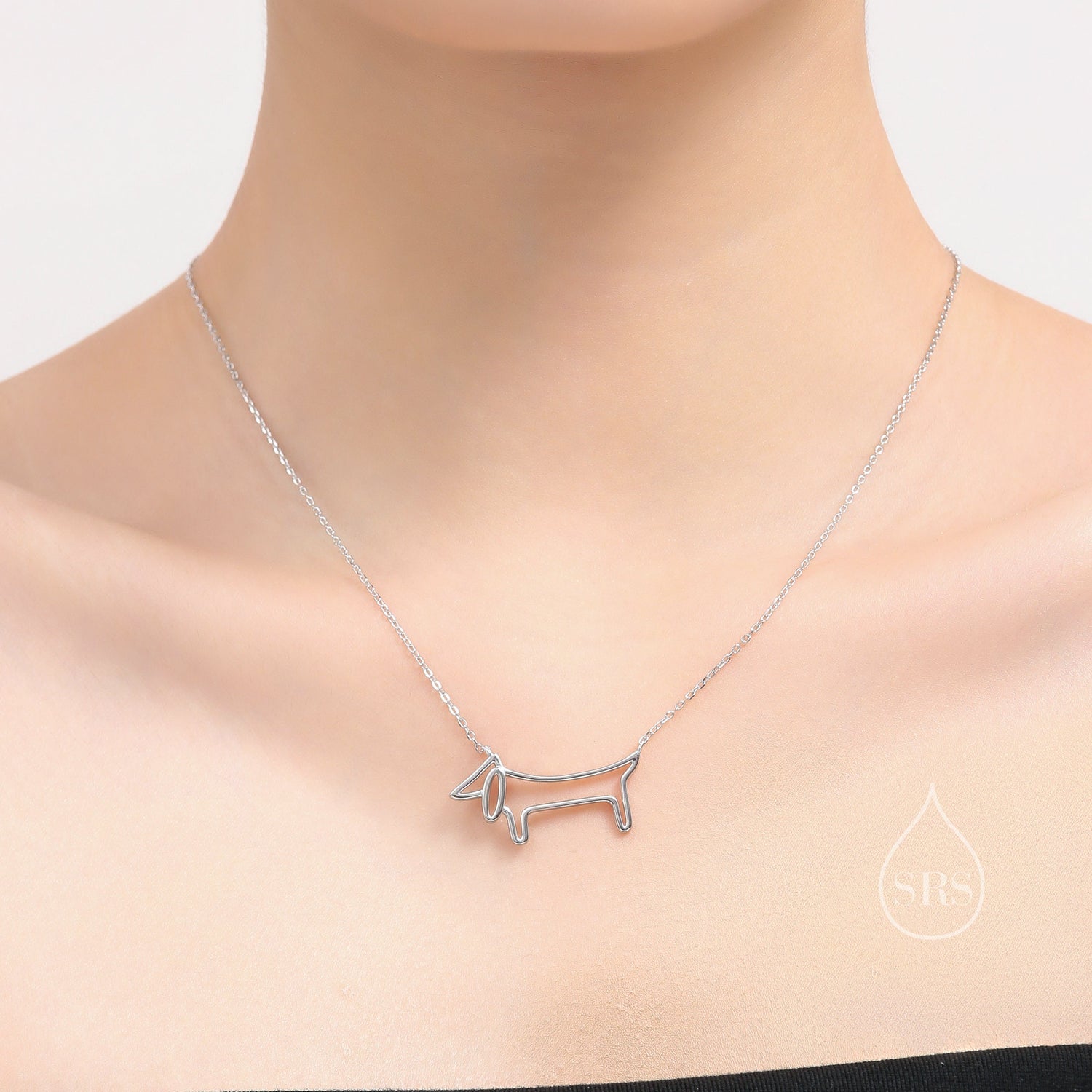 Dachshund Dog Necklace in Sterling Silver, in Silver or Gold, Dachshund gift, Wearable Art, Weiner dog Necklace, Sausage Dog Necklace