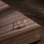 Small Cross Stud Earrings in Sterling Silver with CZ crystals, in Silver or Gold or Rose Gold, Crystal Pave Cross Earrings, Tiny Cross Stud