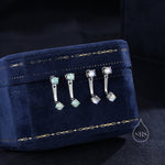 Aqua Green Opal Ear Jacket in Sterling Silver, Silver or Gold, Front and Back Earrings