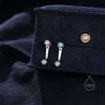 Aqua Green Opal Ear Jacket in Sterling Silver, Silver or Gold, Front and Back Earrings