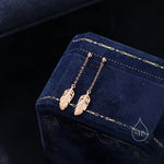 Delicate Feather Drop Stud Earrings in Sterling Silver, Silver or Gold or Rose Gold, Feather Dangle Earrings, Feather Threaders