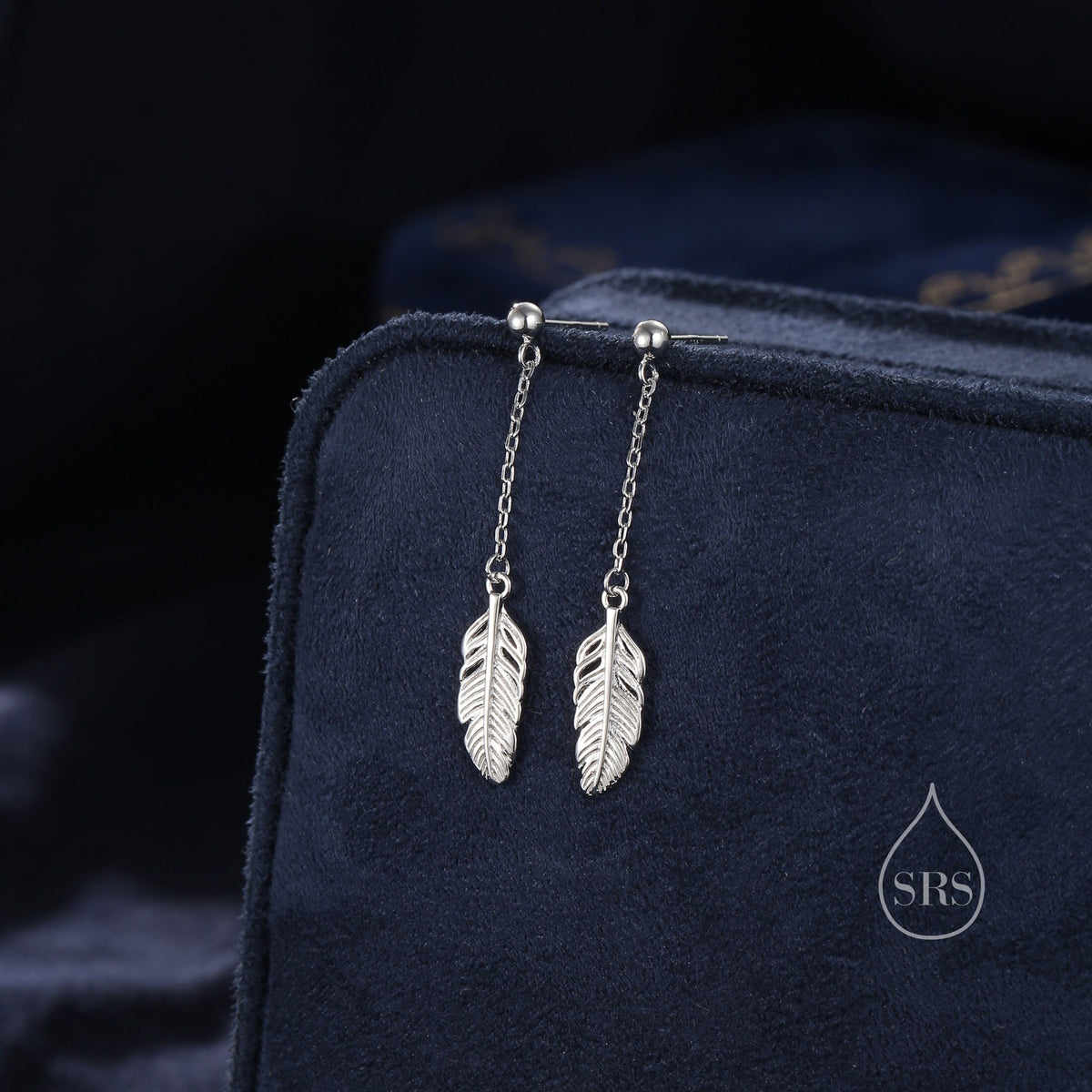 Delicate Feather Drop Stud Earrings in Sterling Silver, Silver or Gold or Rose Gold, Feather Dangle Earrings, Feather Threaders