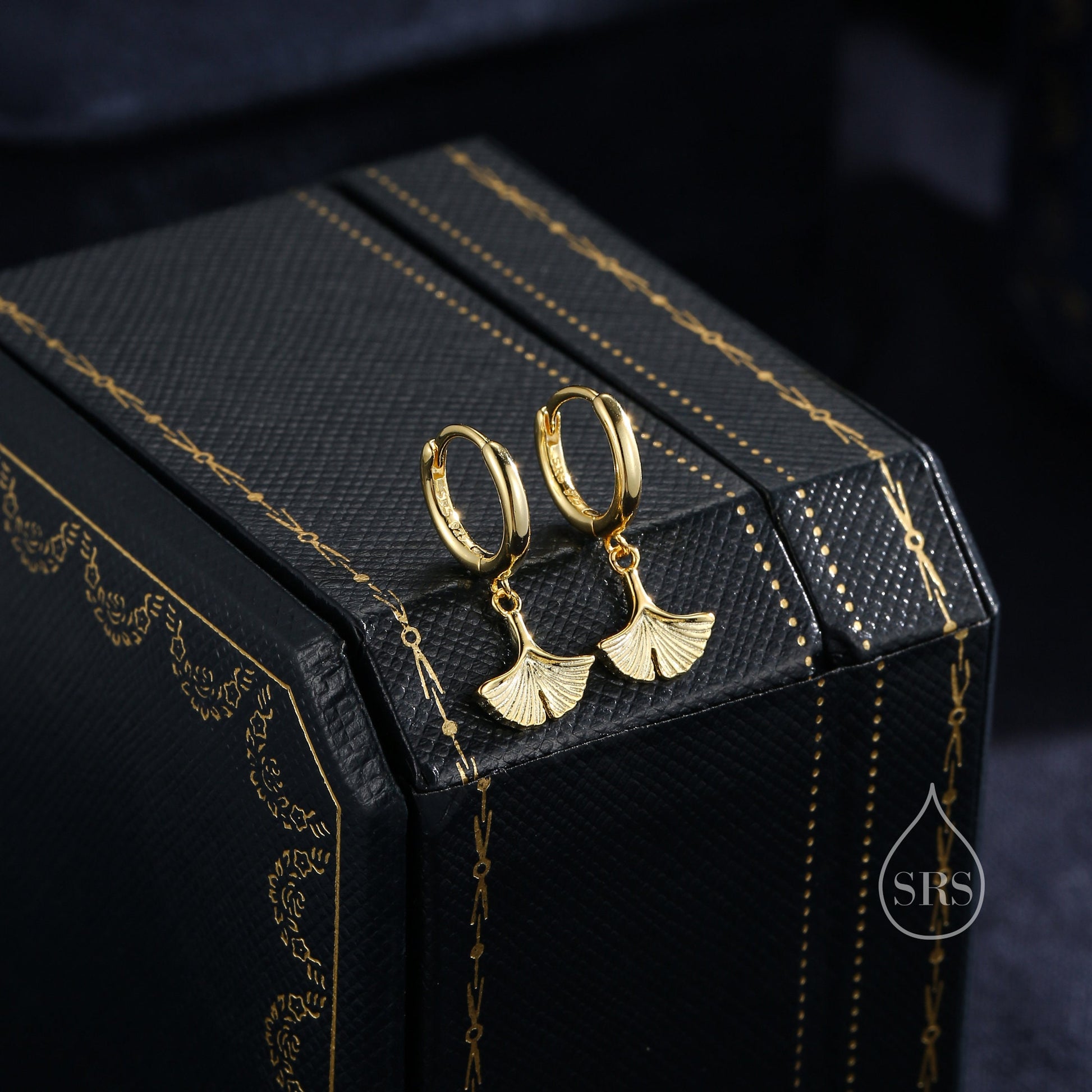 Sterling Silver Ginkgo Leaf Hoops Earrings, Silver or Gold or Rose Gold, Ginkgo Leaf Earrings, Leaf Earrings