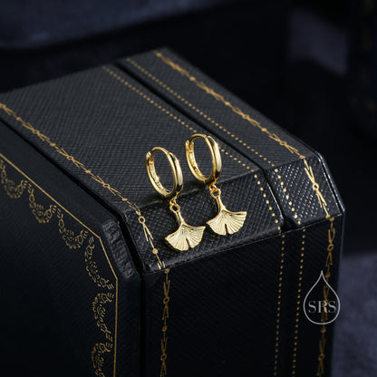 Sterling Silver Ginkgo Leaf Hoops Earrings, Silver or Gold or Rose Gold, Ginkgo Leaf Earrings, Leaf Earrings