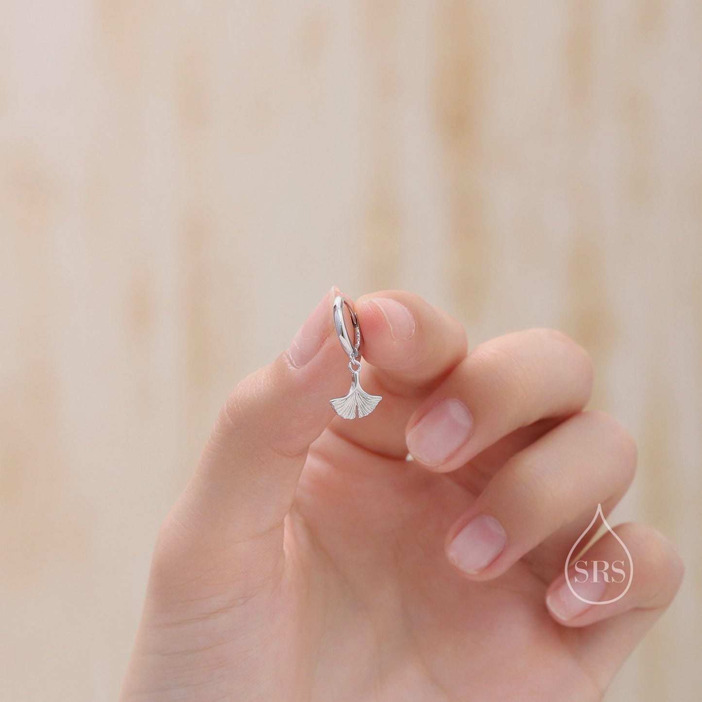 Sterling Silver Ginkgo Leaf Hoops Earrings, Silver or Gold or Rose Gold, Ginkgo Leaf Earrings, Leaf Earrings