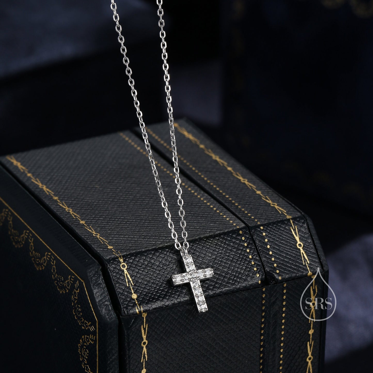 CZ Cross Pendant Necklace in Sterling Silver, Cross Necklace, Silver or Gold, Sterling Silver Cross Necklace