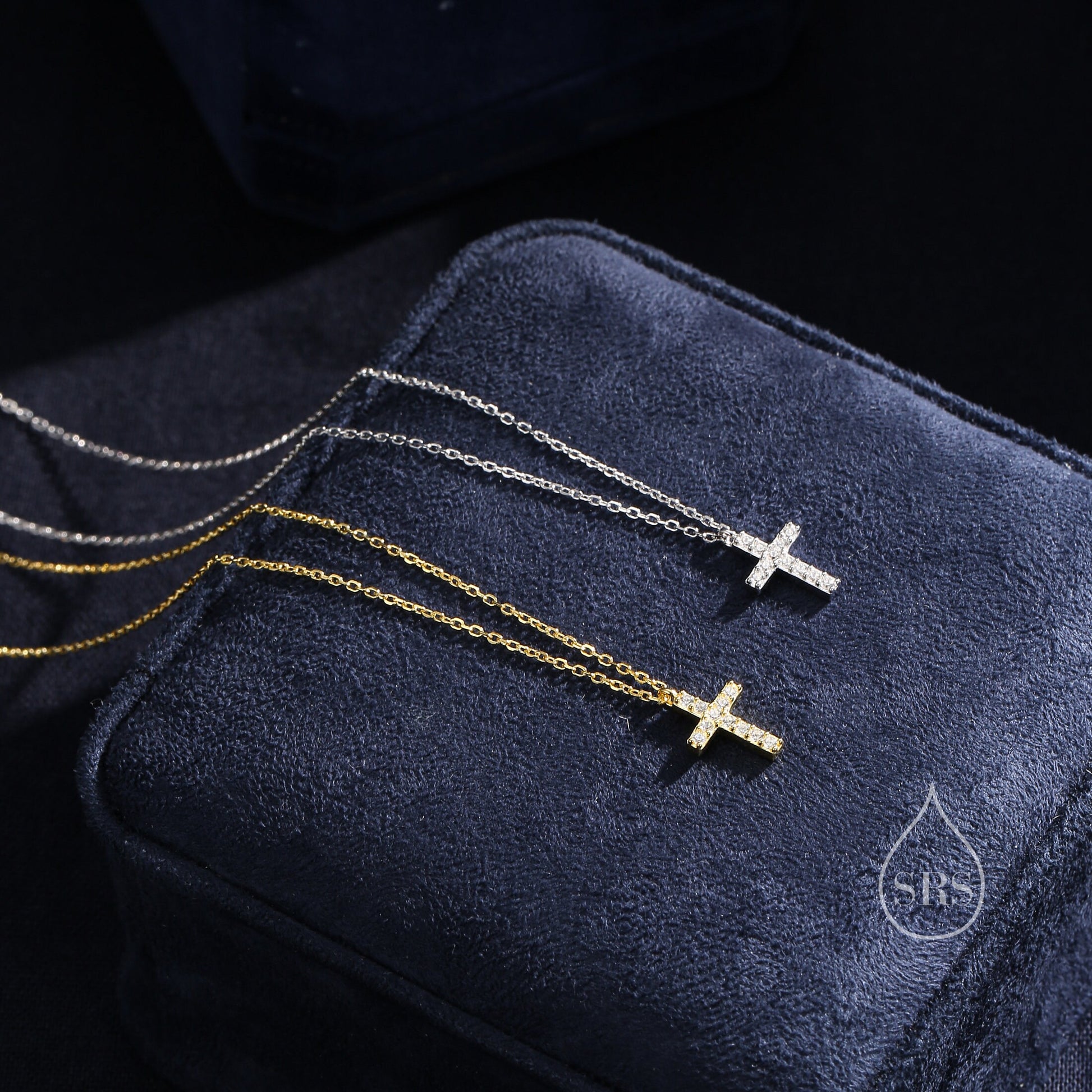 CZ Cross Pendant Necklace in Sterling Silver, Cross Necklace, Silver or Gold, Sterling Silver Cross Necklace