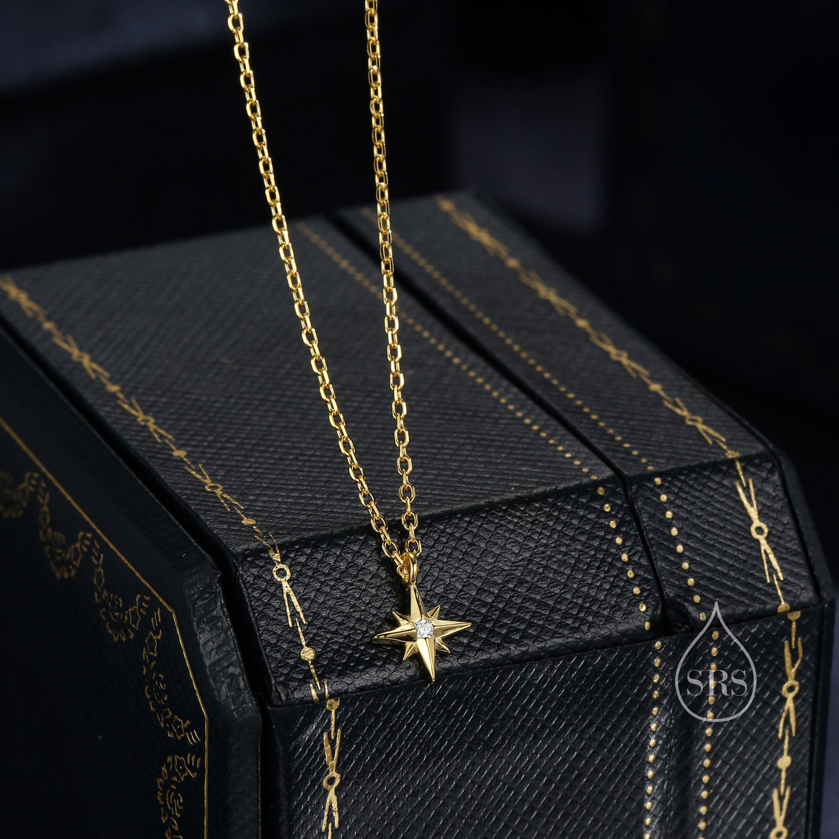 Extra Tiny North Star Pendant Necklace in Sterling Silver, Silver or Gold or Rose Gold, Starburst Necklace, Tiny Star Necklace
