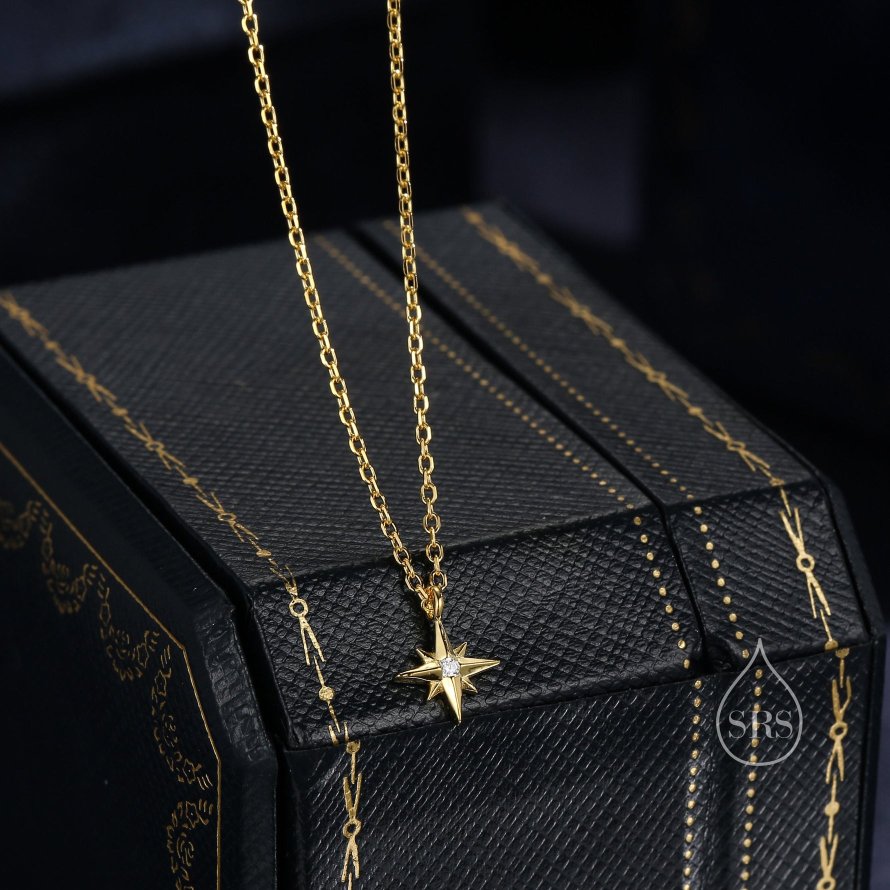 Extra Tiny North Star Pendant Necklace in Sterling Silver, Silver or Gold or Rose Gold, Starburst Necklace, Tiny Star Necklace