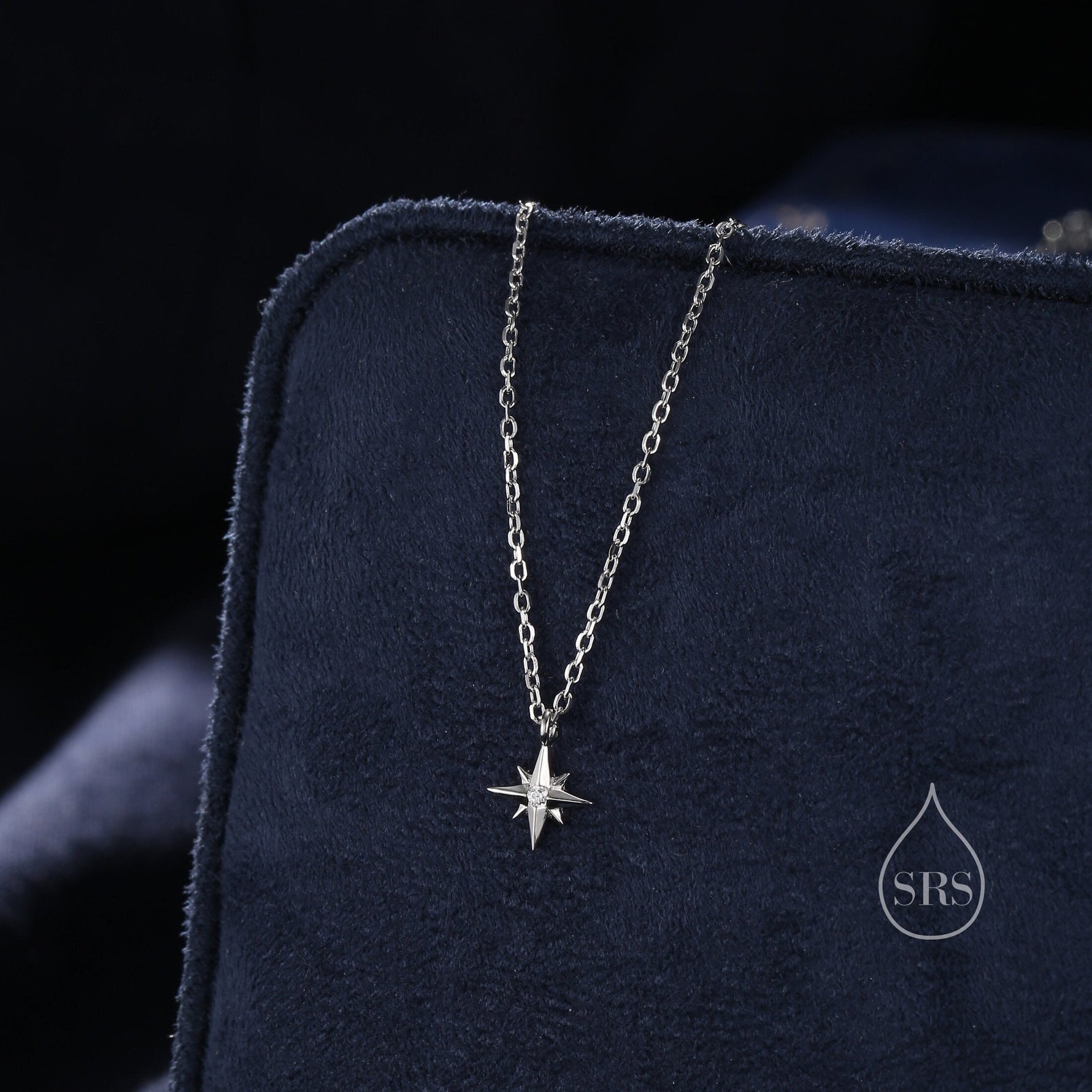 Extra Tiny North Star Pendant Necklace in Sterling Silver, Silver or Gold or Rose Gold, Starburst Necklace, Tiny Star Necklace