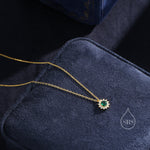 Emerald Green CZ Halo Flower Pendant Necklace in Sterling Silver, Silver or Gold, Sterling Silver CZ Halo Flower Necklace