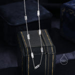 Baguette CZ Satellite Necklace in Sterling Silver, Silver or Gold, Sterling Silver Clear CZ Baguette Chain Necklace