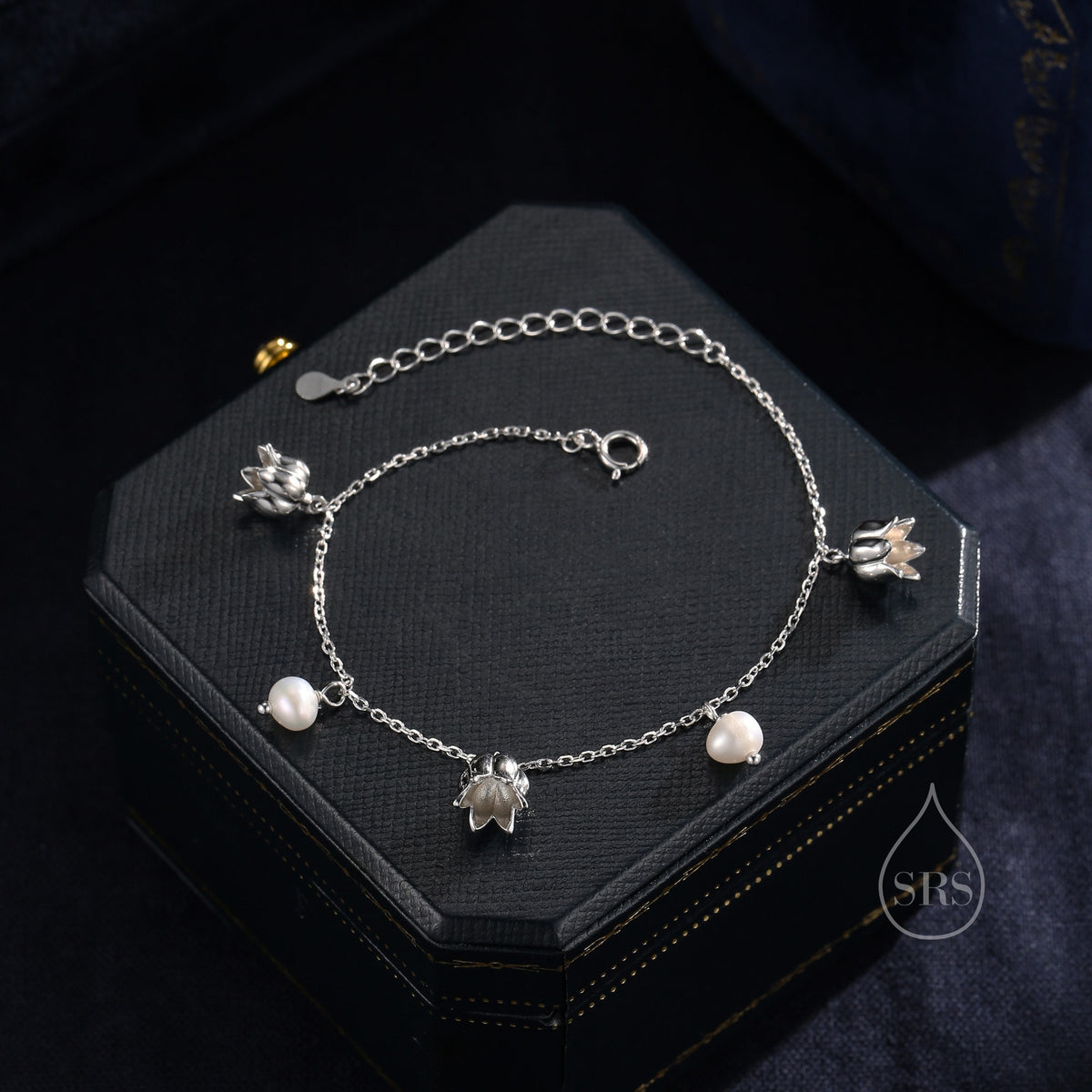 Lily of the Valley & Freshwater Pearl Charm Bracelet