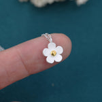 Tiny Forget Me Not Flower Pendant Necklace in Sterling Silver, Nature Inspired Flower Necklace , Botanical