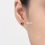Emerald Green Bezel CZ Crystal Screw Back Earrings in Sterling Silver, Available in 2mm 3mm 4mm, Silver or Gold, Brilliant Cut CZ Earrings