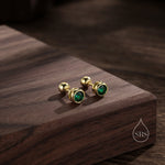 Emerald Green Bezel CZ Crystal Screw Back Earrings in Sterling Silver, Available in 2mm 3mm 4mm, Silver or Gold, Brilliant Cut CZ Earrings