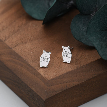 Kawaii Hamster Stud Earrings in Sterling Silver, Cute Hamster Earrings, Pet Earrings, Pet Jewellery