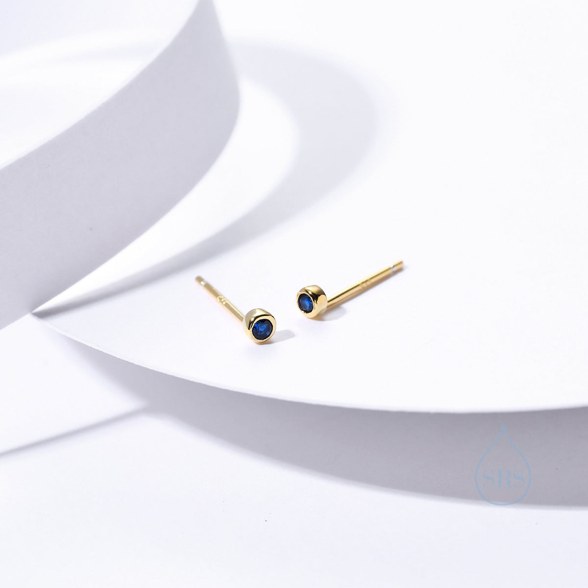 Extra Tiny 2mm CZ Stud Earrings in Sterling Silver, Silver or Gold, 2mm CZ Earrings, Blue, Green, Black, Turquoise, Clear